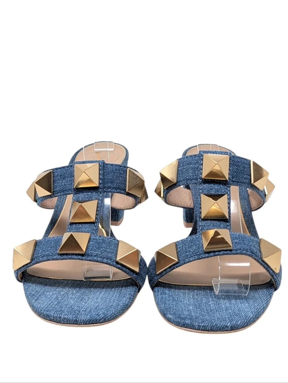 Valentino Garavani Denim Roman Stud Caged Gladiator Size EU 38